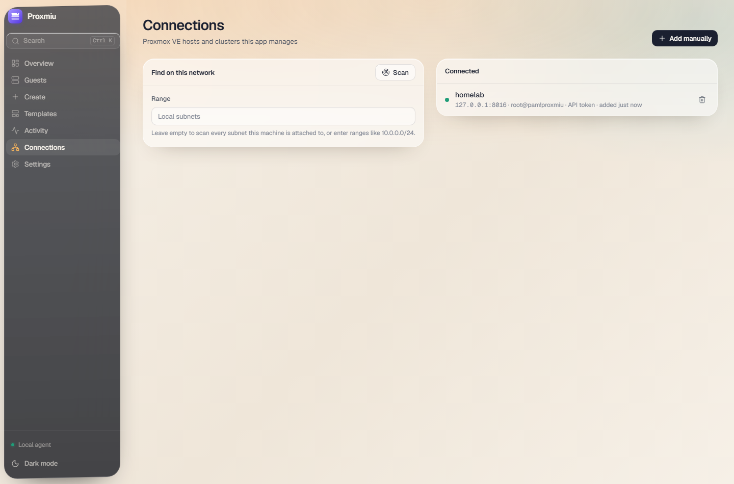 Proxmiu connections and host discovery