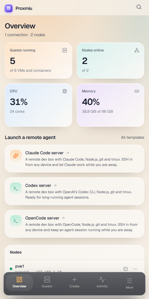 Proxmiu on an iPhone: overview
